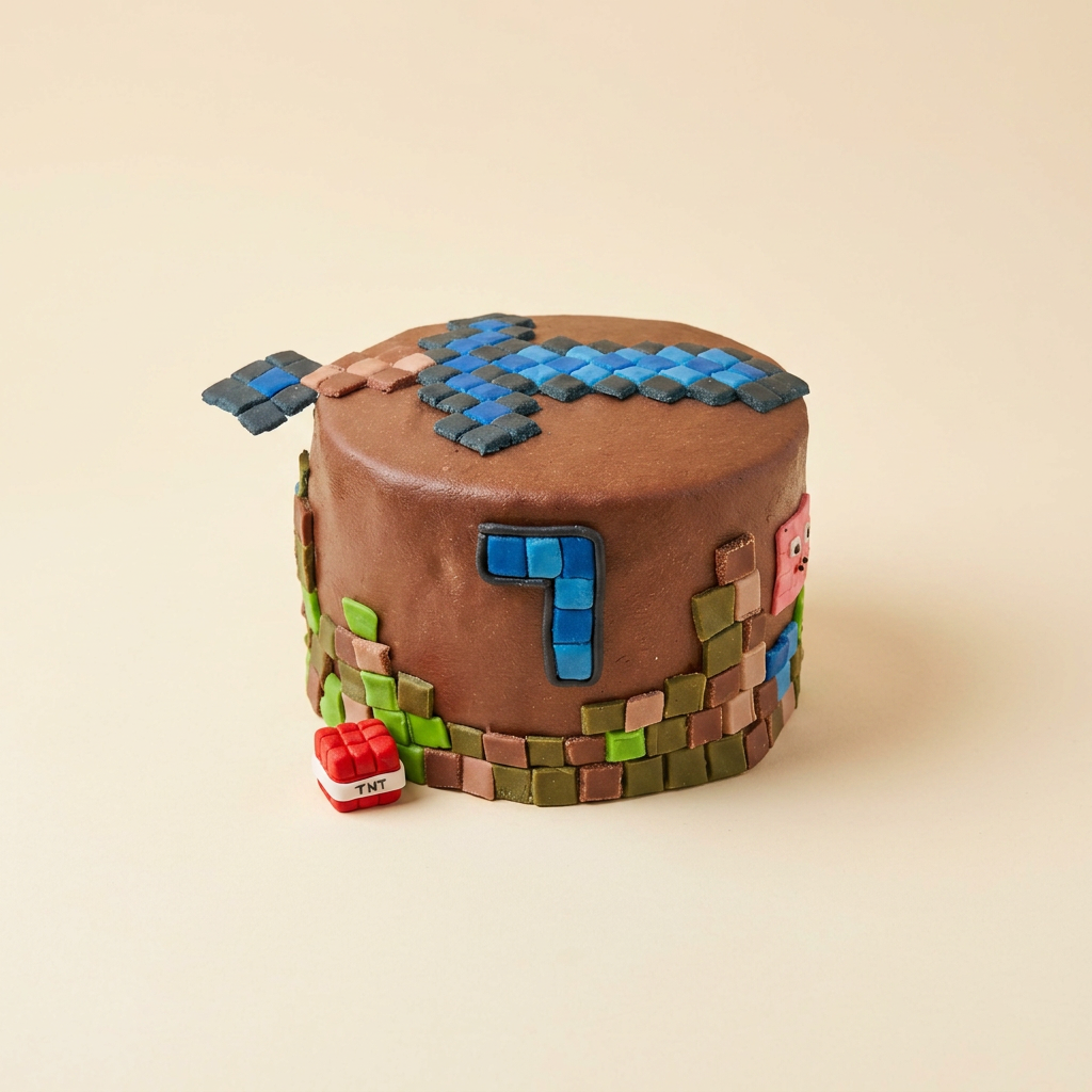 Dort s motivem Minecraftu s pixelovým mečem a TNT