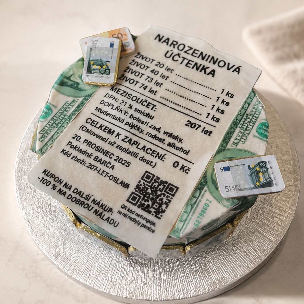 Dort ve tvaru narozeninové účtenky